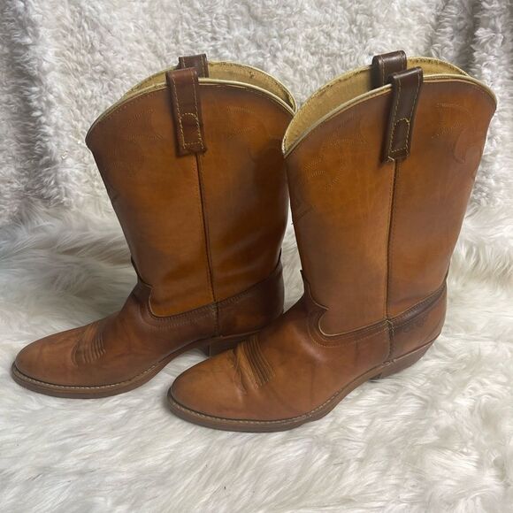 Vintage Dingo leather tan western cowboy Boots stitch accents SZ 10.5D main image 9